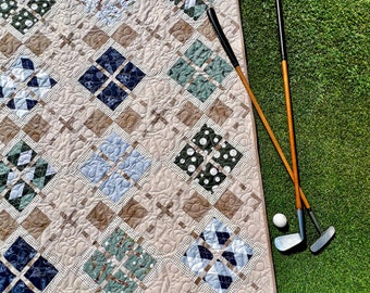 Match Play Argyle Golf Quilt Pattern, Paper Pattern Version, Mailed