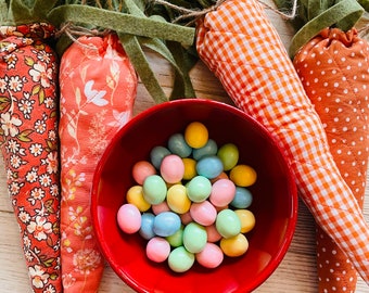 Bolsas de zanahoria acolchadas con cordón: Patrón de decoración de Pascua en PDF (Descarga digital)