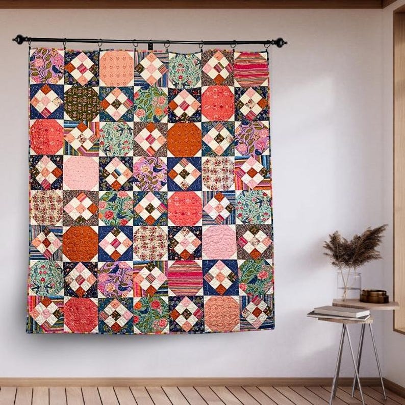 Snowball and Nine Patch Block Quilt Pattern: Beginner Level, Fat ...