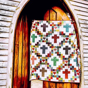 Modèle PDF de courtepointe Perfect Peaces, téléchargement immédiat, motif de courtepointe coeur croisé, courtepointe chrétienne, courtepointe de Jésus, courtepointe cadeau, courtepointe souvenir