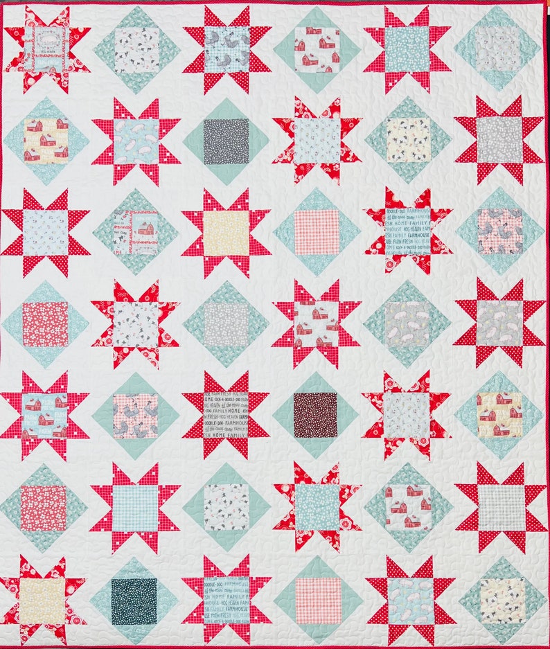 Charms and Stars Instant Digital PDF Download Quilt Pattern Simple Easy Beginner Quilt Pattern, Charm Pack Quilt, Pre-cut Quilt Pattern image 4