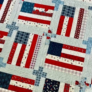 God and Country Quilt Pattern: Patriotic Americana Flag (PAPER PRINT)