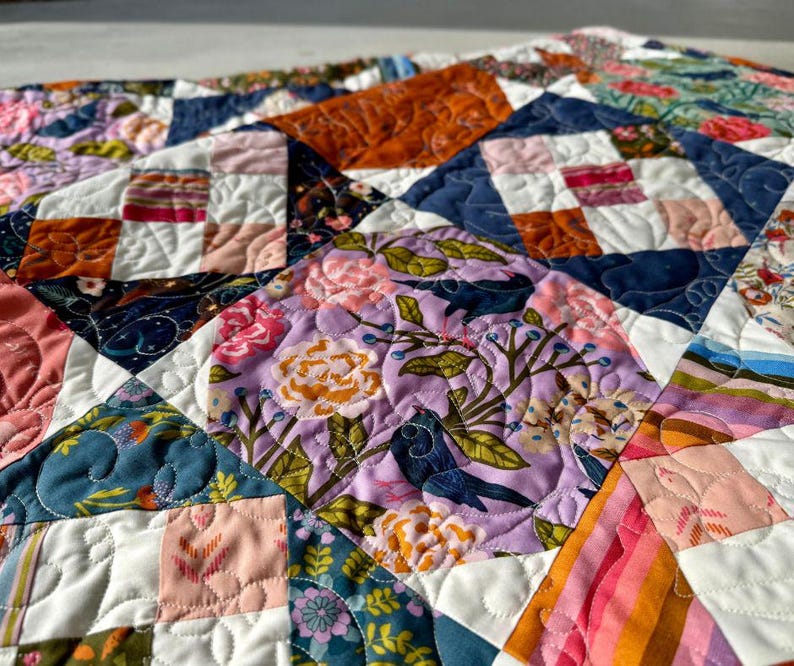 Snowball and Nine Patch Block Quilt Pattern: Beginner Level, Fat ...