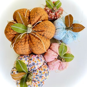 Quilted Pumpkins and Topiary Pattern - PDF Instant Digital Download, Fabric Pumpkin Pattern with 4 Sizes Making this Pattern Versitile