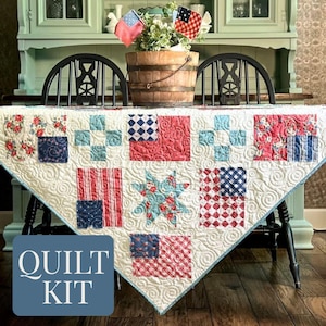 Farmhouse Flags Quilt Kit, Patriotic American Pattern Included (68" x 68")