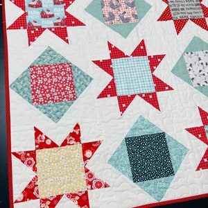 Charms and Stars Instant Digital PDF Download Quilt Pattern Simple Easy Beginner Quilt Pattern, Charm Pack Quilt, Pre-cut Quilt Pattern image 1