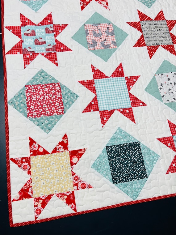 Charm Pack Star Quilt Pattern: Easy Beginner Quilt (PDF Instant Download)