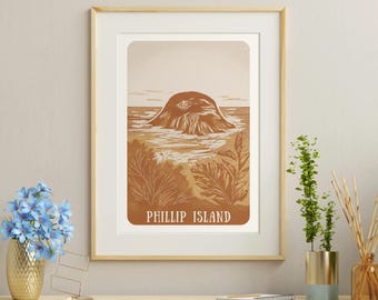 Victorian Vistas Poster - 'Phillip Island' - Hand-Illustrated Travel Art from Victoria, Australia