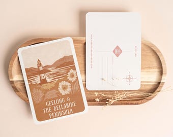 Victorian Vistas 2026 Postcards Pack - 'Geelong & Bellarine' - A6 Sized Set of 10 Illustrations of Victoria (Australia) with Envelopes