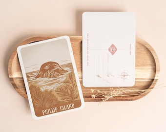 Victorian Vistas 2026 Postcards Pack - 'Phillip Island' - A6 Sized Set of 10 Illustrations of Victoria (Australia) with Envelopes