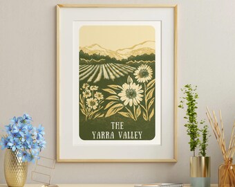 Victorian Vistas Poster - 'The Yarra Valley' - Hand-Illustrated Travel Art from Victoria, Australia