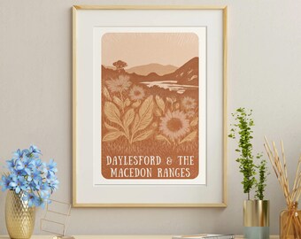 Victorian Vistas Poster - 'Daylesford & Macedon Ranges' - Hand-Illustrated Travel Art from Victoria, Australia