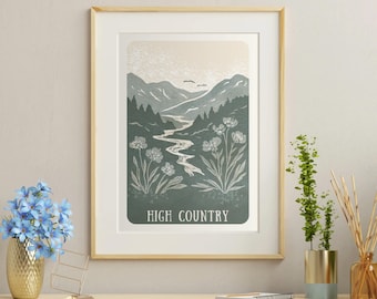 Victorian Vistas Poster - 'High Country' - Hand-Illustrated Travel Art from Victoria, Australia