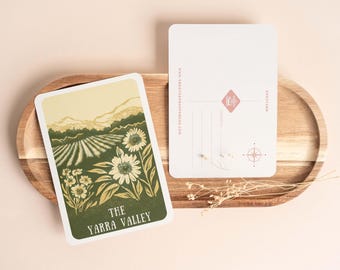 Victorian Vistas 2026 Postcards Pack - 'The Yarra Valley' - A6 Sized Set of 10 Illustrations of Victoria (Australia) with Envelopes