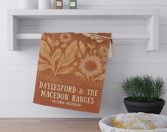 Daylesford and the Macedon Ranges Scenic Tea Towel - Victorian Vistas Hand-Illustrated Travel Art from Victoria, Australia