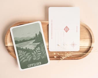 Victorian Vistas 2026 Postcards Pack - 'Gippsland' - A6 Sized Set of 10 Illustrations of Victoria (Australia) with Envelopes