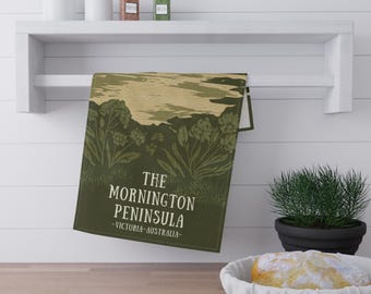 The Mornington Peninsula Scenic Tea Towel - Victorian Vistas Hand-Illustrated Travel Art from Victoria, Australia