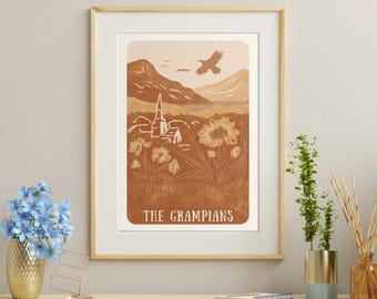Victorian Vistas Poster - 'The Grampians' - Hand-Illustrated Travel Art from Victoria, Australia
