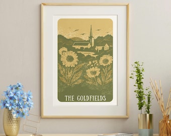 Victorian Vistas Poster - 'The Goldfields' - Hand-Illustrated Travel Art from Victoria, Australia
