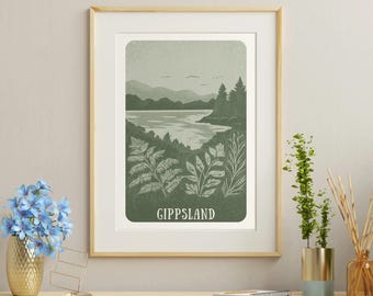 Victorian Vistas Poster - 'Gippsland' - Hand-Illustrated Travel Art from Victoria, Australia