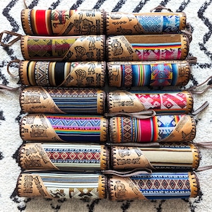 Handcrafted Peruvian Pencil Case/Makeup Bag - Leather & Andean Textile from Cusco (Machu Picchu Gift)