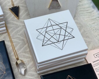 Merkaba Meditation & Manifestation Altar / Sacred Geometry / Crystal Healing 4.25" x 4.25"