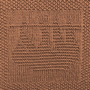 May include: A close-up of a brown knitted fabric with a textured pattern.