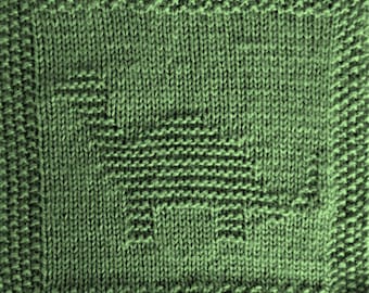 Knitting Pattern for Dinosaur Washcloth or Afghan Square