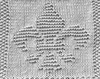 Knitting Pattern for Fleur de lis Washcloth or Afghan Square