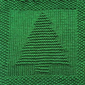 Knitting Pattern for Christmas Tree Washcloth or Afghan Square