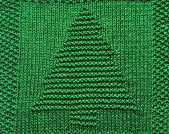 Knitting Pattern for Christmas Tree Washcloth or Afghan Square