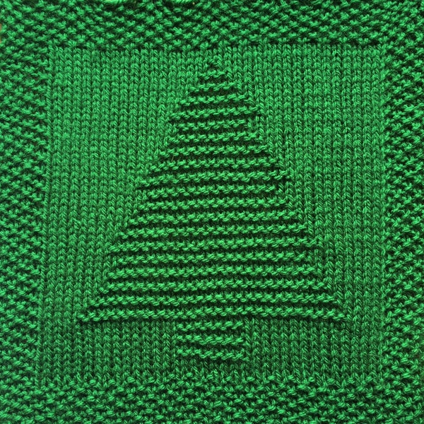 Knitting Pattern for Christmas Tree Washcloth or Afghan Square