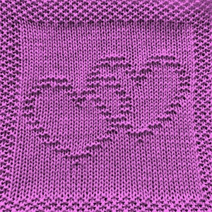 Knitting Pattern for Interlocking Hearts Washcloth or Afghan Square
