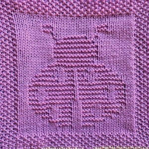 May include: A purple knitted dishcloth with a clover design.
