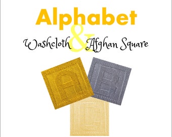 Knitting pattern for alphabet letters washcloths or afghan squares