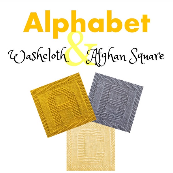Breipatroon voor washandjes met alfabetletters of Afghaanse vierkanten