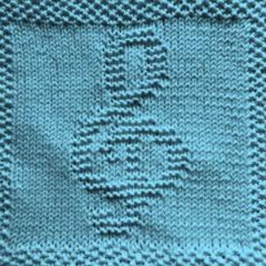 Schema per lavorare a maglia un panno per il viso o un quadrato per coperta a forma di chiave di violino.