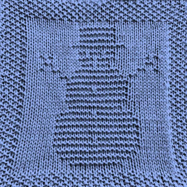 Knitting Pattern for Snowman Washcloth or Afghan Square