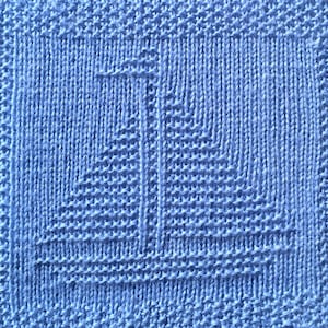 Knitting Pattern for Sailboat Washcloth or Afghan Square
