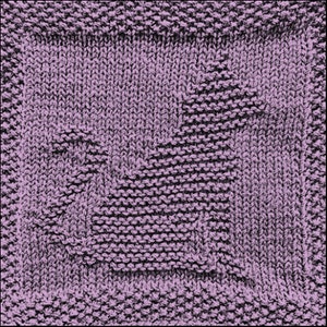 Knitting pattern for cat washcloth or blanket square