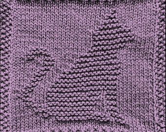 Knitting pattern for cat washcloth or blanket square
