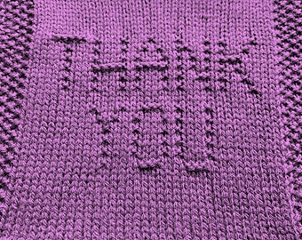 Knitting Pattern for Thank You Washcloth or Afghan Square