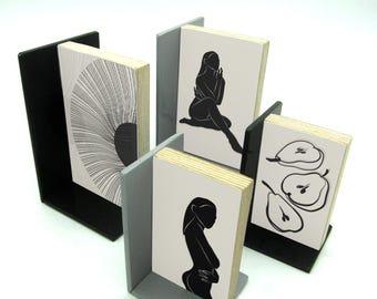 Minimalistische Schwarz Weiß Kunst Buchstütze