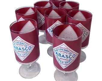 Juego de 8 copas con pie para salsa de pimienta Tabasco Vintage y Bloody Mary