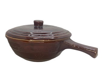 VTG Marcrest Daisy Dot Ovenproof Stoneware Casserole Pot Dish w/Handle & Lid