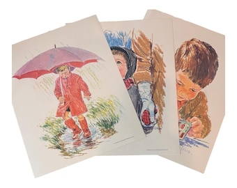 Vintage 1963 Frances Hook Art Prints Standard Publishing Children 10pc
