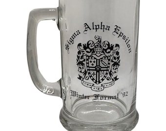 Sigma Alpha Epsilon SAE Winter Formal 92 Vintage Glass Beer Mug Stein Fraternity