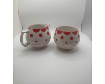 Vintage Ohio China Co. Creamer Zuckerdose Set Rote Tupfen Tschechoslowakei