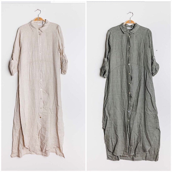 Linen Shirt Dress Made in Italy in 4 Colours One Size Fits Size 10,12 and  14 -  Finland