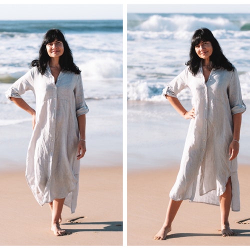 Linen Shirt Dress Made in Italy in 4 Colours One Size Fits Etsy